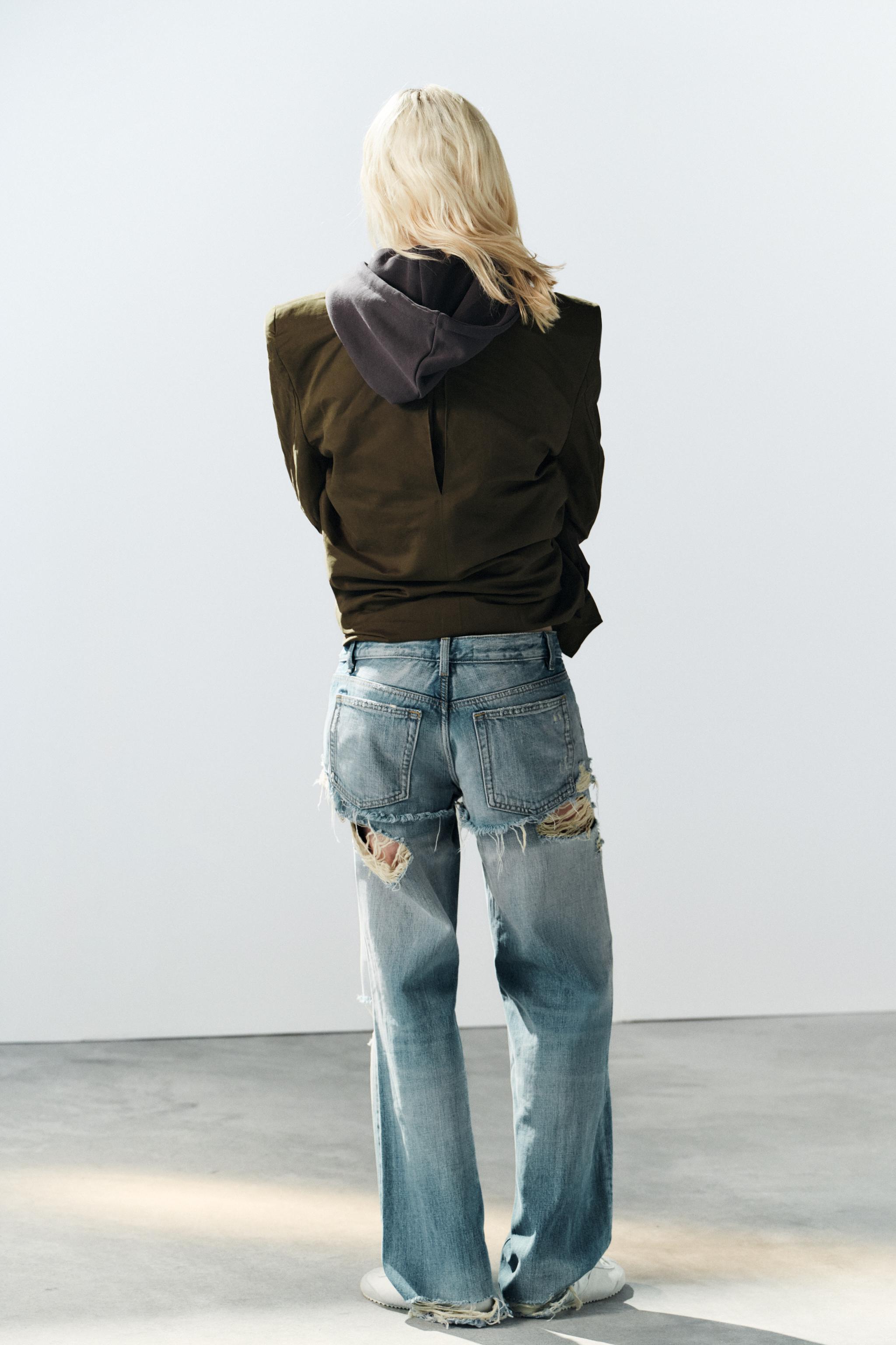 TRF LOW-RISE STRAIGHT JEANS WITH DOUBLE-LAYER EFFECT